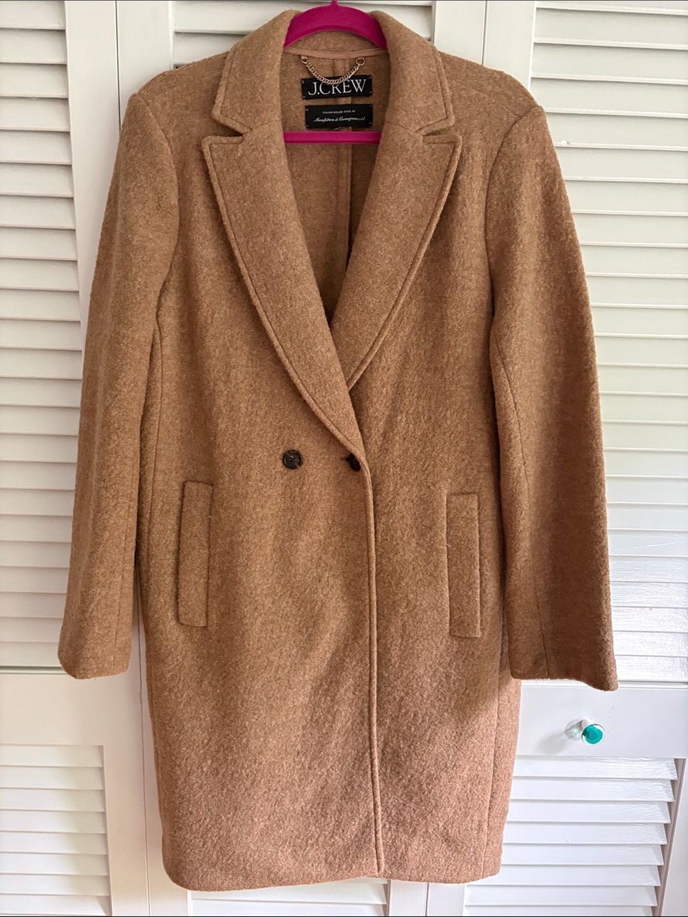 J. Crew Camel Wool-Blend Double-Breasted Coat